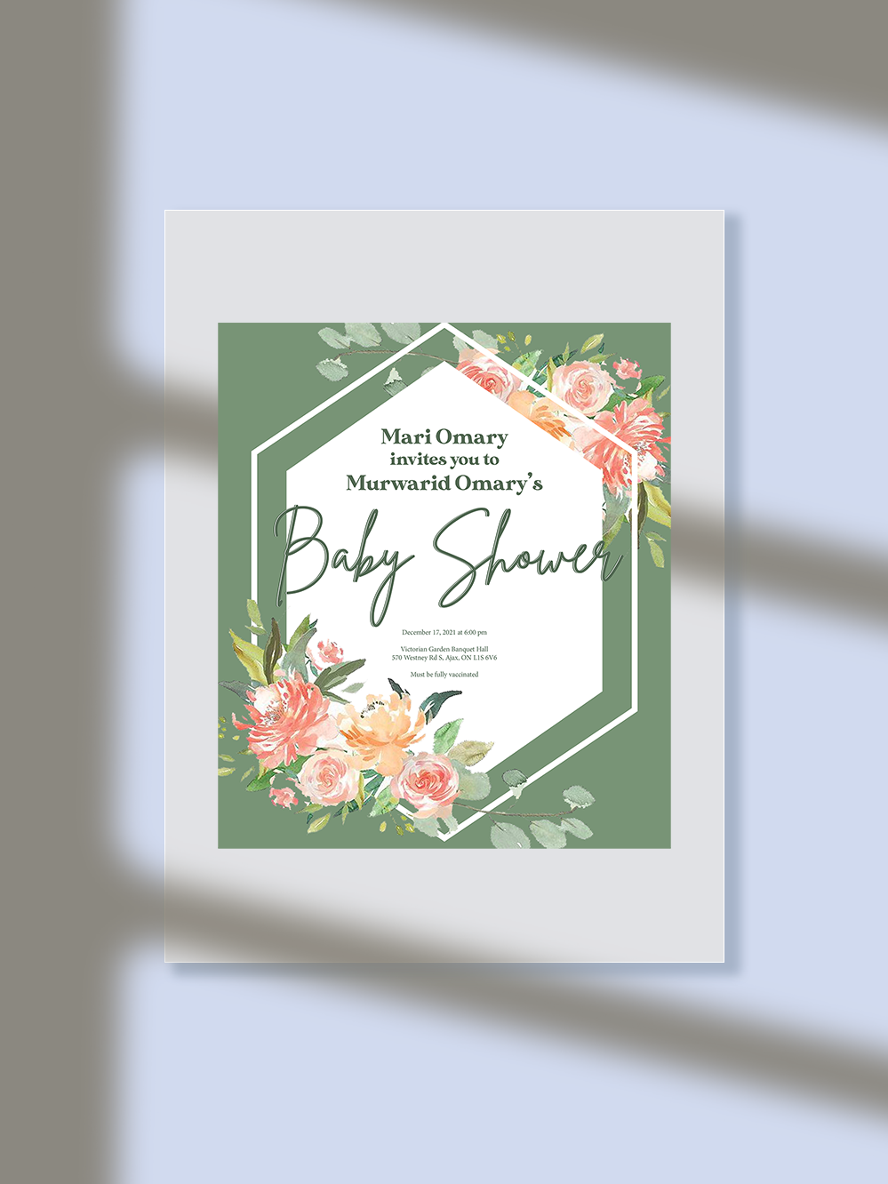 Image of baby shower card which leads to a page with more details